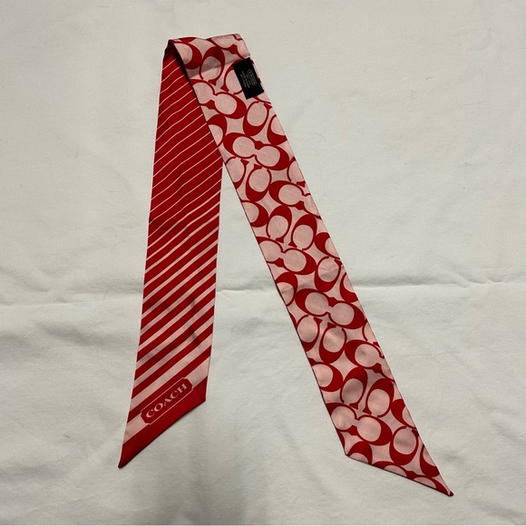 Coach Signature Print Silk Skinny Scarf - Picture 2 of 6